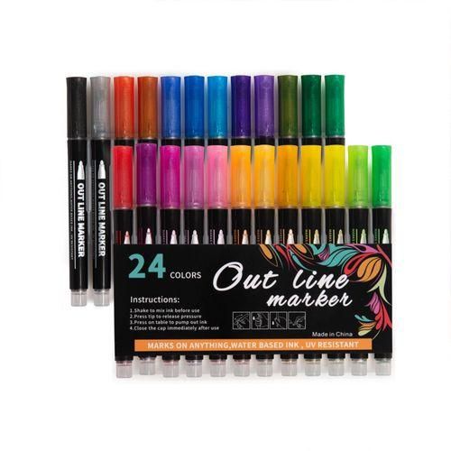 Double Line Outline Markers Fluorescent Marker Pen