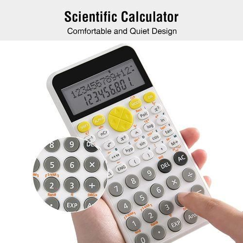 2 Line Standard Scientific Calculator, Portable and Cute School Office Supplies, Suitable for Primary School to College Student Use White