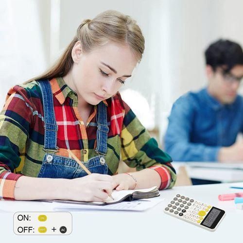 2 Line Standard Scientific Calculator, Portable and Cute School Office Supplies, Suitable for Primary School to College Student Use White