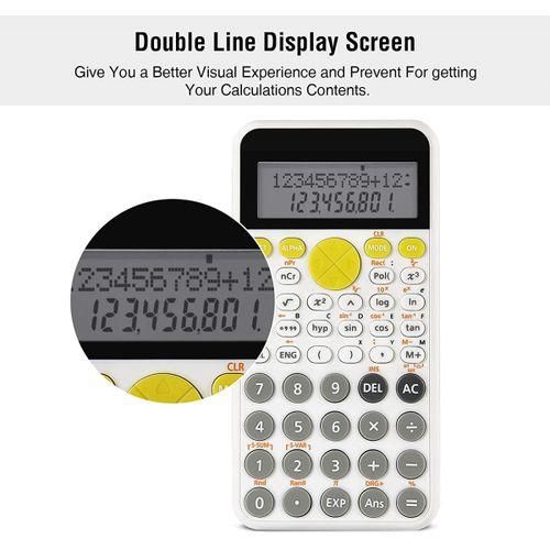 2 Line Standard Scientific Calculator, Portable and Cute School Office Supplies, Suitable for Primary School to College Student Use White