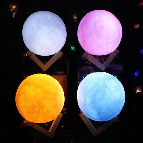 Moon Colorful Touch Night Light 3D Printing Moon Light Moon-Light Lamp Rechargeable Bedroom Bedside Lamp Gift