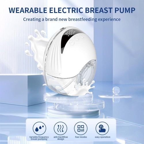 2PCS Hands Free Breast Pump Wearable Electric Breast Pump Lightweight with LED Display 4 Modes & 12 Levels NO5116