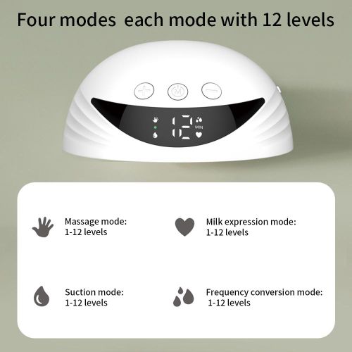 2PCS Hands Free Breast Pump Wearable Electric Breast Pump Lightweight with LED Display 4 Modes & 12 Levels NO5116
