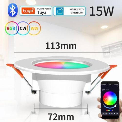 Led Downlight Dimmable Ac85-265v 10w 15w Tuya Intelligent Graffiti Control Voice App Rgb Cw Full Color Spot Ceiling Recessed