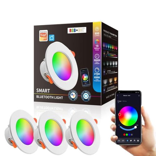 Led Downlight Dimmable Ac85-265v 10w 15w Tuya Intelligent Graffiti Control Voice App Rgb Cw Full Color Spot Ceiling Recessed