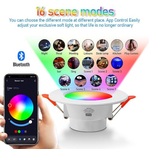 Led Downlight Dimmable Ac85-265v 10w 15w Tuya Intelligent Graffiti Control Voice App Rgb Cw Full Color Spot Ceiling Recessed