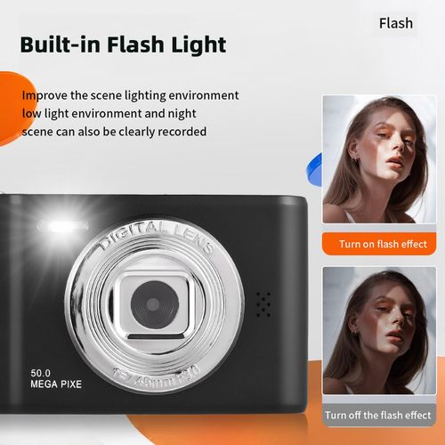 1080P Digital Camera Digital Video Camera 50MP Photo Dual Lens 2.4 Inch Screen 8X Digital Zoom Built-in Flash Battery with 32GB TF Card Birthday Festival Gift for Kids Students Teenagers