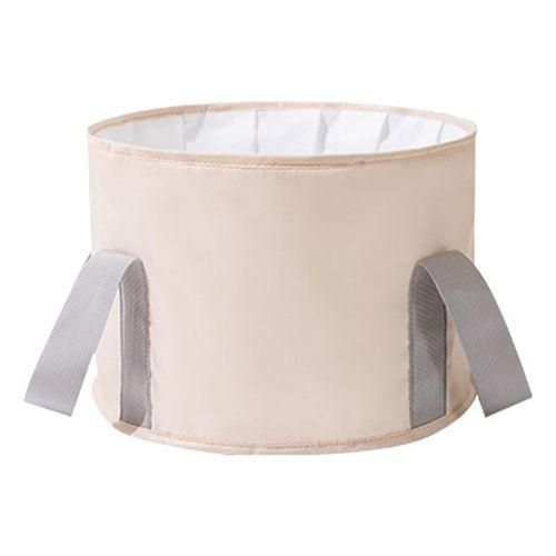 Folded Foot Soak Bath Basin Foot Bath Tub With Handles Washing Beige