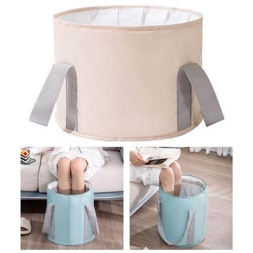 Folded Foot Soak Bath Basin Foot Bath Tub With Handles Washing Beige