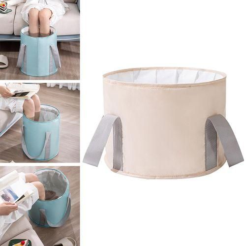 Folded Foot Soak Bath Basin Foot Bath Tub With Handles Washing Beige