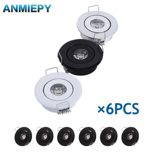 6pc 1w 3w Mini Led Downlight Cabinet Recessed Spot Led Driver Pure Nature Warm White And White Silver Black Body Ac85-265v