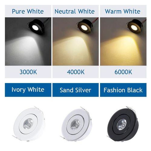 6pc 1w 3w Mini Led Downlight Cabinet Recessed Spot Led Driver Pure Nature Warm White And White Silver Black Body Ac85-265v