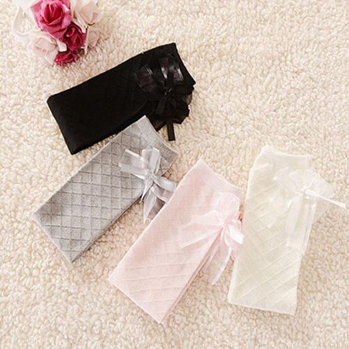 High Quality Girl Chic Kids Cotton Socks Tights School High Knee Gridding Bow Dance Stockings NO5277