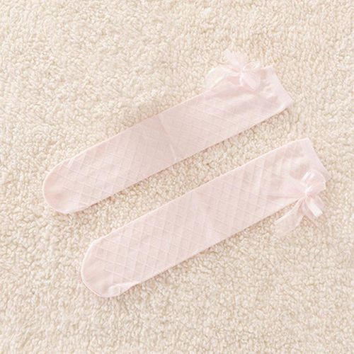 High Quality Girl Chic Kids Cotton Socks Tights School High Knee Gridding Bow Dance Stockings NO5277