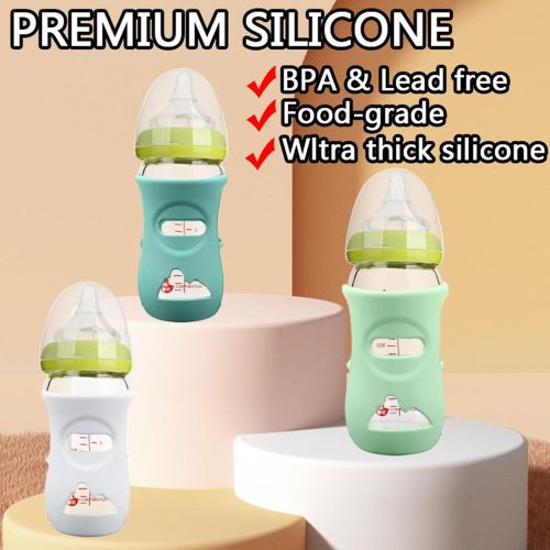 Silicone Sleeves for Baby Bottles Solid Color Anti-fall Silicone Bottle Cover Household Baby Feeding Supplies NO5301