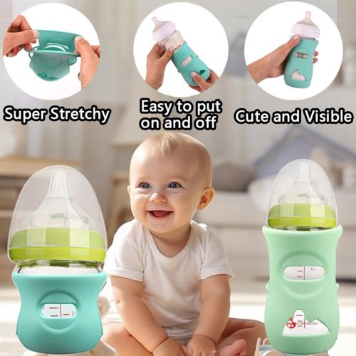 Silicone Sleeves for Baby Bottles Solid Color Anti-fall Silicone Bottle Cover Household Baby Feeding Supplies NO5301