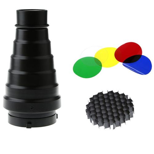 Aluminum Photography Flash Conical Snoot W/ Honeycomb Grid Color