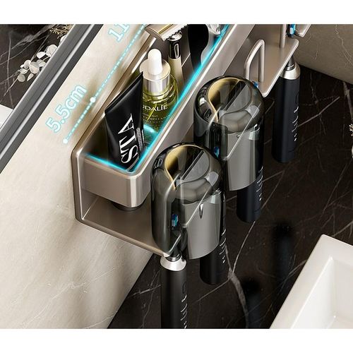 Toothbrush Rack Holeless Brush Cup Toothpaste Rack Wall Hanger Bathroom storage box Electric Toothbrush Hanger, Governor, 1
