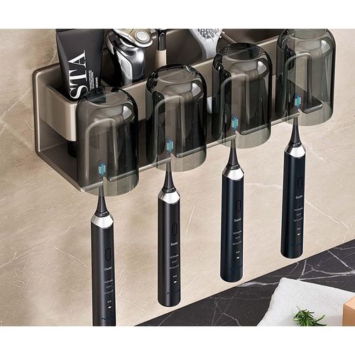 Toothbrush Rack Holeless Brush Cup Toothpaste Rack Wall Hanger Bathroom storage box Electric Toothbrush Hanger, Governor, 1