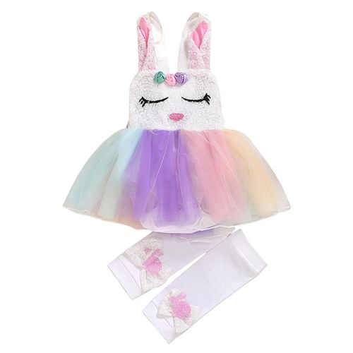 Baby Girls Easter Themed Mesh Dress Cute Bunny Design Shape For Easter Activity,A,100cm NO5114