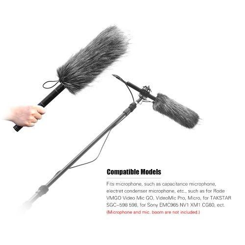 Universal Professional Microphone Furry Windscreen Flexible Mount Fur Windshield for Rode VMGO Video Mic GO, VideoMic Pro, Micro for TAKSTAR SGC598 598 for Sony EMC965 NV1 XM1 CG60, ect