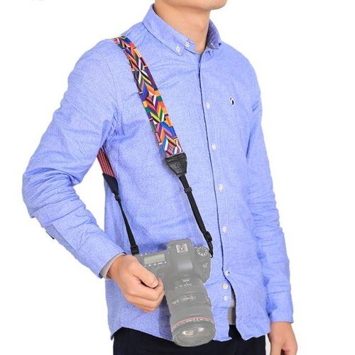 Retro Style Double Cotton Yard Colorful Pattern Shoulder Neck Strap Camera Strap Bags Wristband for  SLR DSLR Cameras (PU6008C)