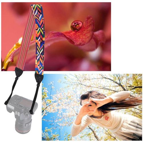 Retro Style Double Cotton Yard Colorful Pattern Shoulder Neck Strap Camera Strap Bags Wristband for  SLR DSLR Cameras (PU6008C)