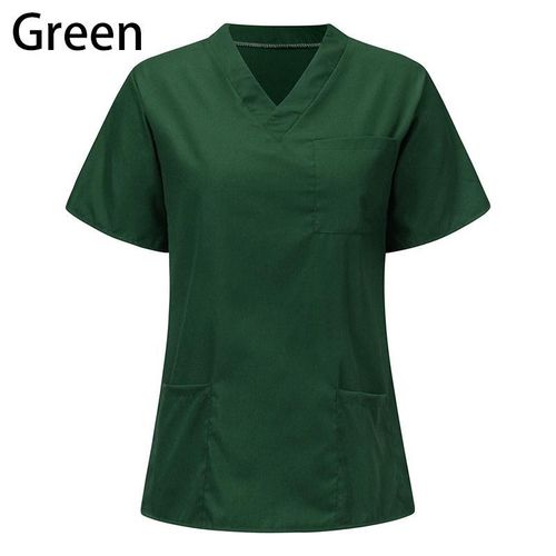 Men Women Nurse Accessories V-neck Scrub Tops with Pocket Nursing Uniform Short Sleeve Blouse