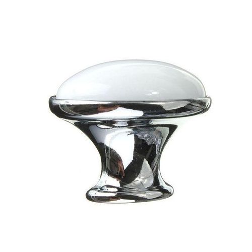 White Ceramic Knob Wardrobe Cupboard Kitchen Door Drawer Pull Handle Single Hole
