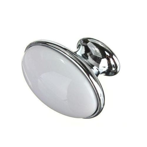 White Ceramic Knob Wardrobe Cupboard Kitchen Door Drawer Pull Handle Single Hole