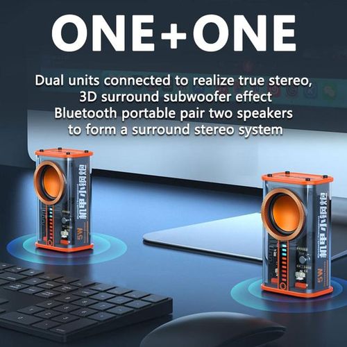 K07 Mecha Music Speakers The Bass Transparent Tws Wireless Bluetooth Speaker Rgb Sound Light Rhythm Stereo Loudspeaker For Party