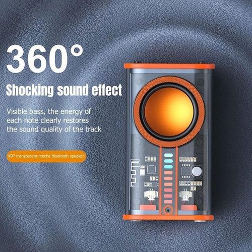 K07 Mecha Music Speakers The Bass Transparent Tws Wireless Bluetooth Speaker Rgb Sound Light Rhythm Stereo Loudspeaker For Party