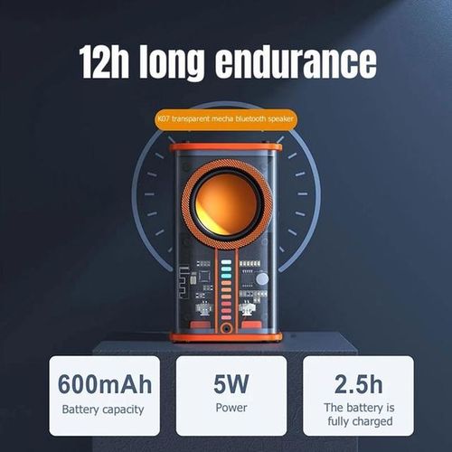 K07 Mecha Music Speakers The Bass Transparent Tws Wireless Bluetooth Speaker Rgb Sound Light Rhythm Stereo Loudspeaker For Party