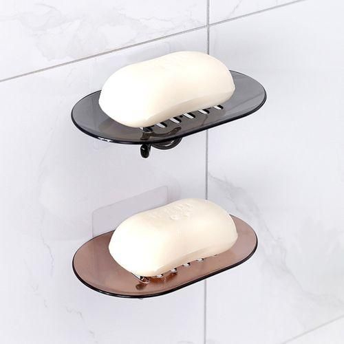 Bathroom Nonail Wall Mount Draining Soap Box Holder Container Shelf Sponge HookCoffee