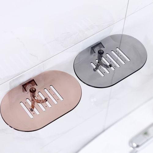 Bathroom Nonail Wall Mount Draining Soap Box Holder Container Shelf Sponge HookCoffee