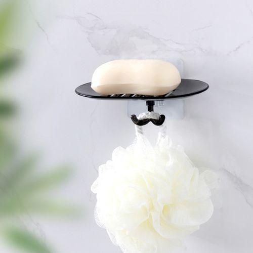 Bathroom Nonail Wall Mount Draining Soap Box Holder Container Shelf Sponge HookCoffee