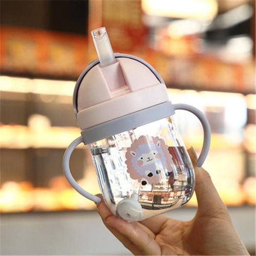 Children Kids Drinking Bottle Water Cup Cartoon Baby Feeding Cup Portable Outdoor Travel Leakproof Sports Straw Drinks / Multicolor NO5293