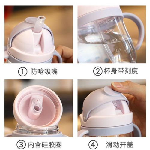 Children Kids Drinking Bottle Water Cup Cartoon Baby Feeding Cup Portable Outdoor Travel Leakproof Sports Straw Drinks / Multicolor NO5293