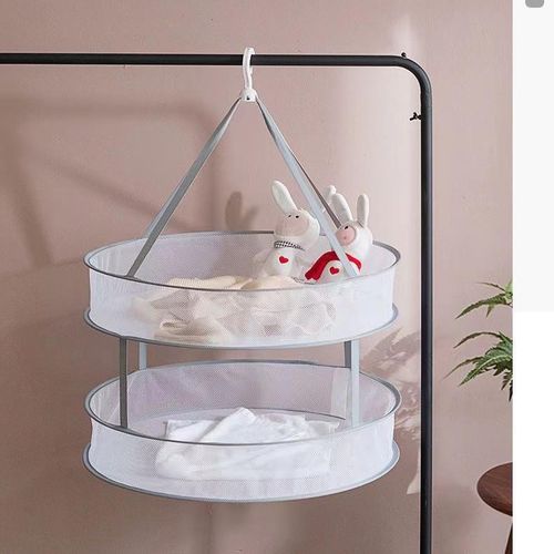 No 2-Tier Foldable Sweater Mesh Dryer, Potable Hanging Drying Rack Flat Clothes Drying Net Collapsible Laundry Hanging Mesh Rack