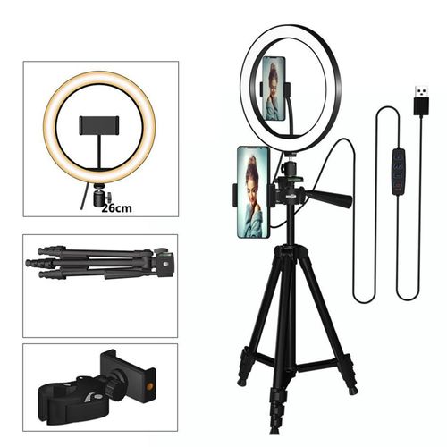 Selfie LED Ring Light Kit With Stand Dimmable Ringlight For Black