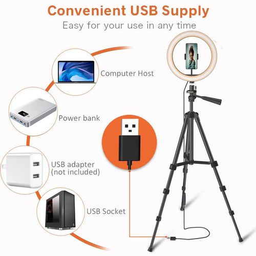 Selfie LED Ring Light Kit With Stand Dimmable Ringlight For Black