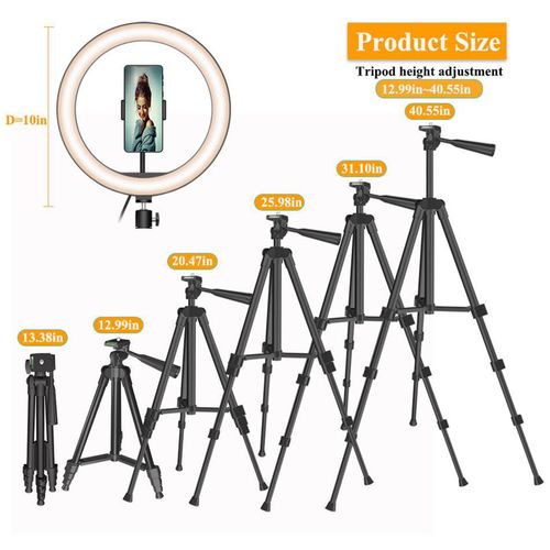 Selfie LED Ring Light Kit With Stand Dimmable Ringlight For Black