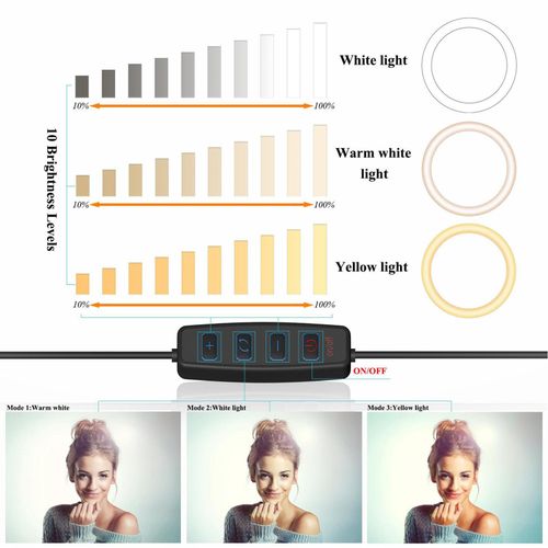Selfie LED Ring Light Kit With Stand Dimmable Ringlight For Black