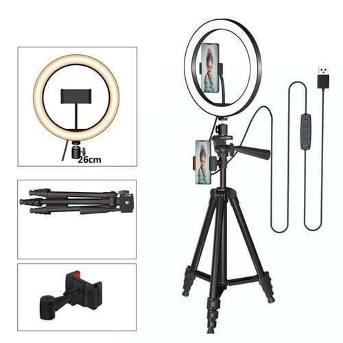 Selfie LED Ring Light Kit With Stand Dimmable Ringlight For Black