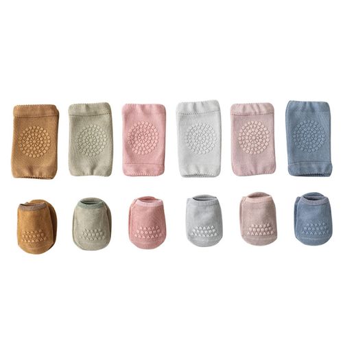 Baby Crawling Knee Pads and Socks with Grips Anti-Slip Knee Protector for Baby Boy Girls Learn to Walk,6 colors,S NO5143