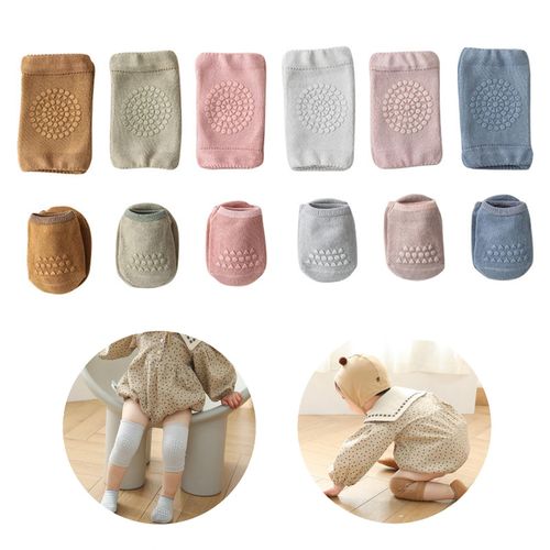 Baby Crawling Knee Pads and Socks with Grips Anti-Slip Knee Protector for Baby Boy Girls Learn to Walk,6 colors,S NO5143
