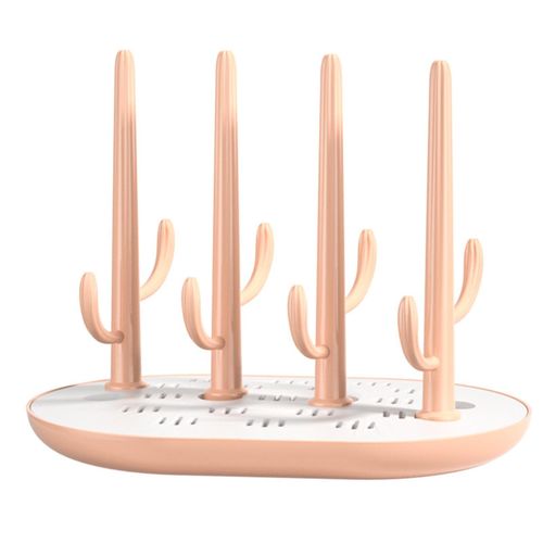 Baby Bottle Drying Rack with Drainer Cactus Shape Portable Bottle Dryer Holder for Nipples Cups Pump Parts and Accessory,Pink NO5235