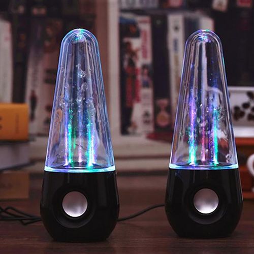 2pcs Led Lights Dancing Water Music Fountain Light Speakers For Pc Lap For Phone Portable Desk Stereo Speaker