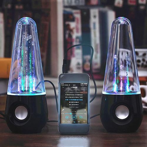 2pcs Led Lights Dancing Water Music Fountain Light Speakers For Pc Lap For Phone Portable Desk Stereo Speaker