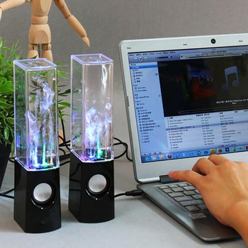2pcs Led Lights Dancing Water Music Fountain Light Speakers For Pc Lap For Phone Portable Desk Stereo Speaker